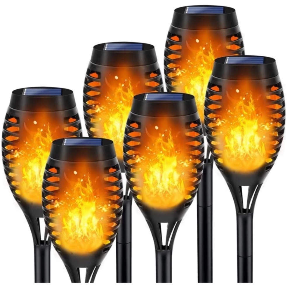 Set of 6 Solar Flame Torch Lights